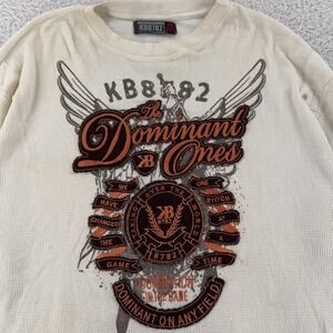 KB8782 The Dominant Ones Shirt Mens 2XL Cream Long Sleeve Graphic Thermal Top